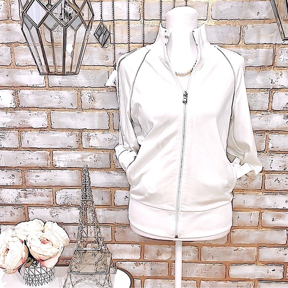 Express White Track Jacket with Silver Trim Detail, Women’s Size Medium. ✨Rare✨ - Picture 2 of 7